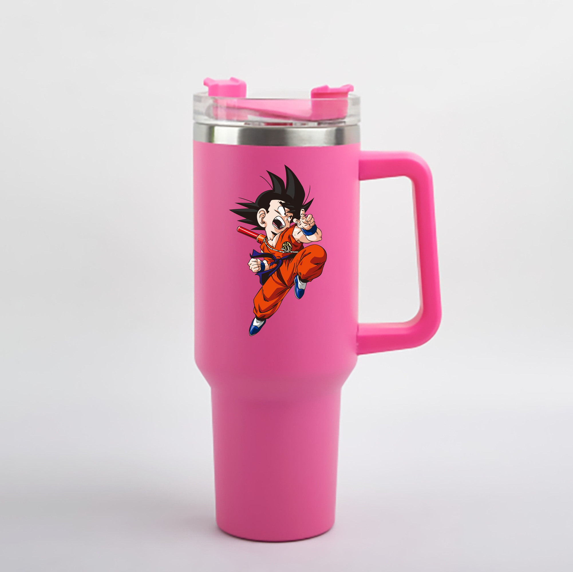 （画像用） ドラゴンボール 孫悟空（そん ごくう）Son Goku カカロット DRAGON BALL Kakarotto 1200mL車用タンブラー - クリスタルステッカー（プラスチックストロー付き）